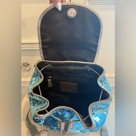 🩵✨ Coach Poppy Spotlight Turquoise Sequin Sparkly Limited Edition Backpack - Picture 8 of 17